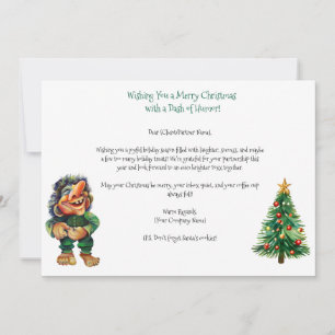 Cheeky Christmas Troll and Tree Delight Holiday Card
