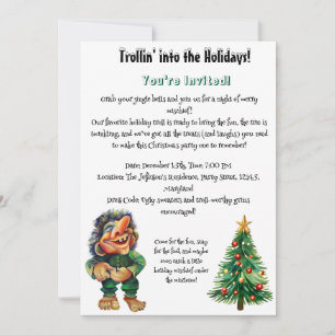 Cheeky Christmas Troll and Tree Delight Invitation