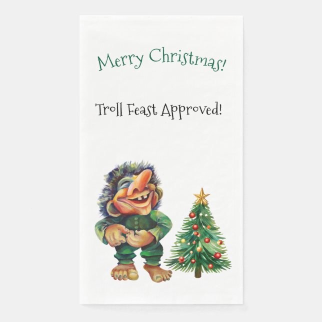 Cheeky Christmas Troll and Tree Delight  Napkin (Front)