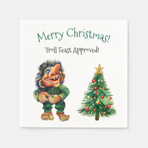 Cheeky Christmas Troll and Tree Delight  Napkin