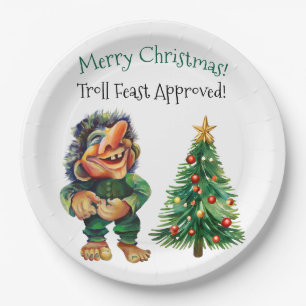Cheeky Christmas Troll and Tree Delight Paper Plate