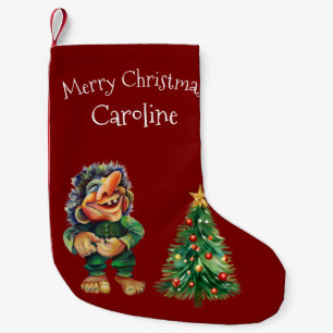 Cheeky Christmas Troll and Tree Delight  Small Christmas Stocking