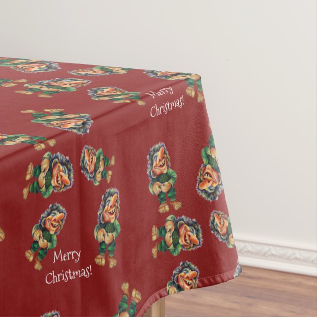 Cheeky Christmas Troll and Tree Delight  Tablecloth (In Situ)