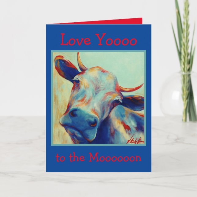 Cheeky Cow Card Love You to the Moon (Front)