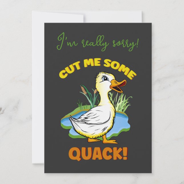 Cheeky duckling custom apology card (Front)