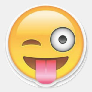 Cheeky emoji wink classic round sticker