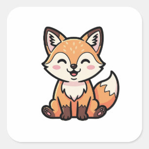 Cheeky Fox – Cute Kawaii Illustration Square Sticker