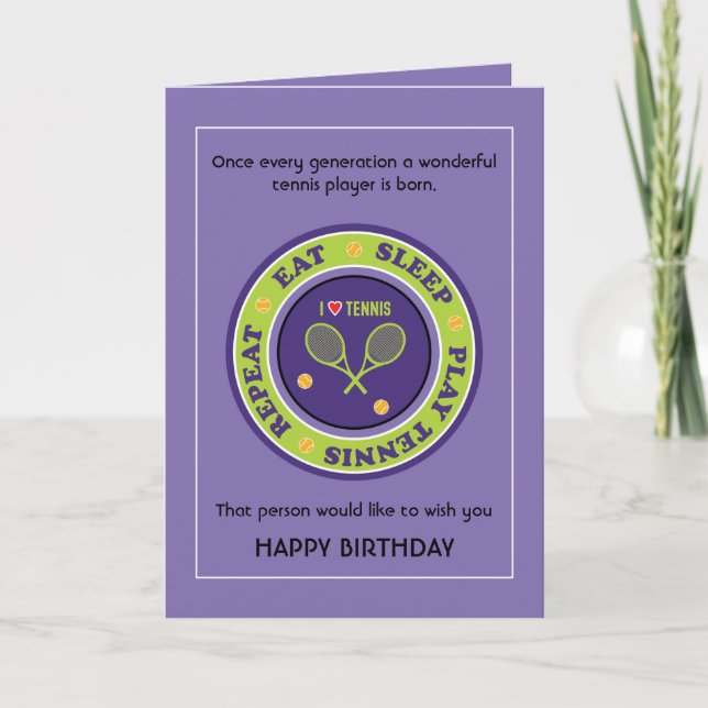 Cheeky Happy Birthday, purple 🎾Tennis Birthday 🎉 Card (Front)
