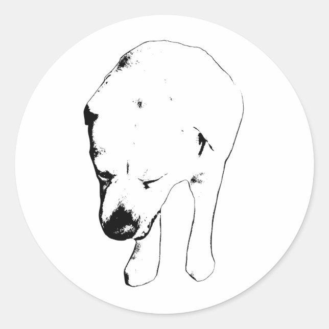 Cheeky Head-Down Lab, Crisp Lines Classic Round Sticker (Front)