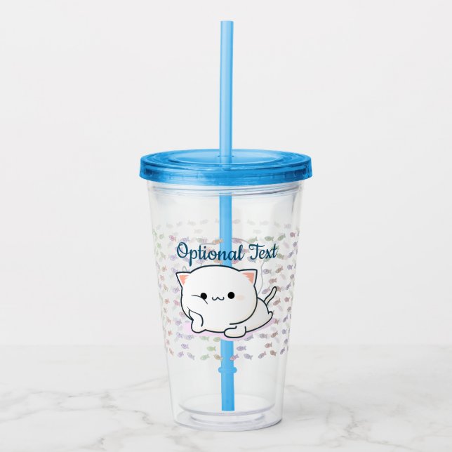 Cheeky Kawaii Style Kitten   Acrylic Tumbler (Front)