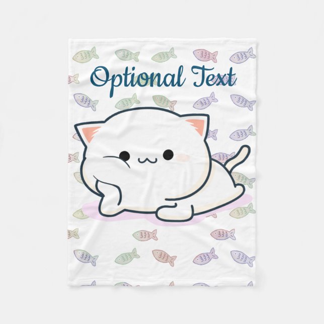 Cheeky Kawaii Style Kitten   Fleece Blanket (Front)