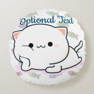 Cheeky Kawaii Style Kitten  Round Cushion