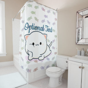 Cheeky Kawaii Style Kitten Shower Curtain