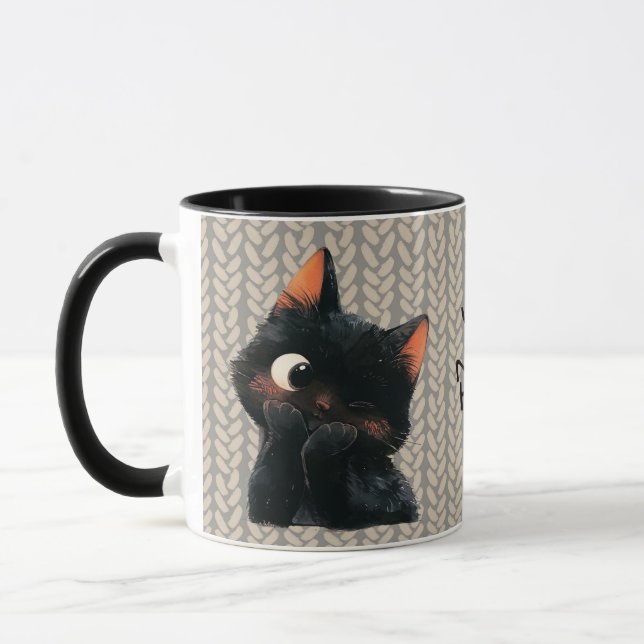 Cheeky Little Black Cat v3 Mug (Left)