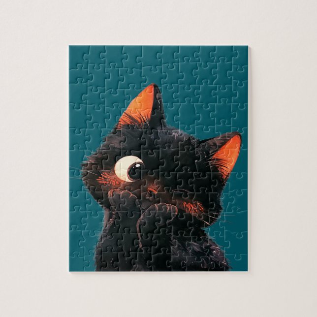 Cheeky Little Black Kitten Jigsaw Puzzle (Vertical)
