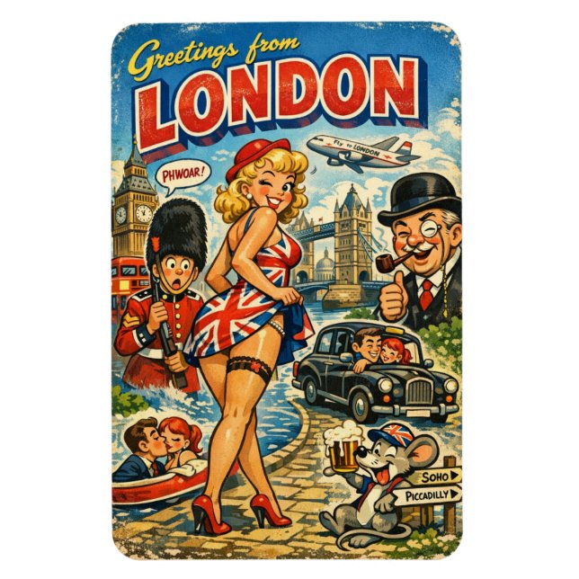 Cheeky London Postcard Magnet (Vertical)