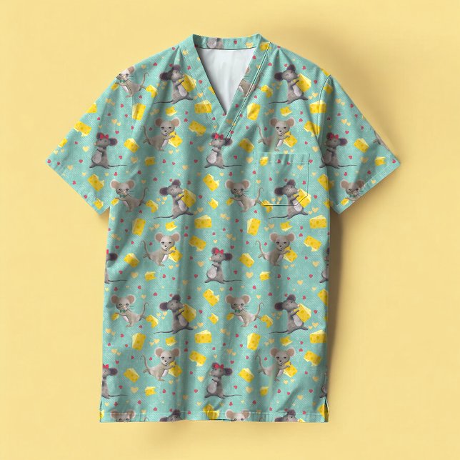 Cheeky mice and cheese fabric (Create fun scrubs)