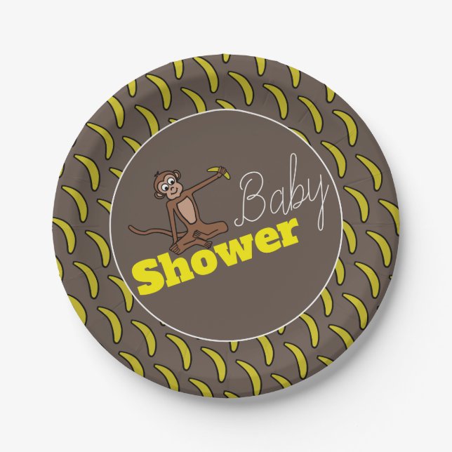 Cheeky Monkey, Baby Shower Paper Plate (Front)