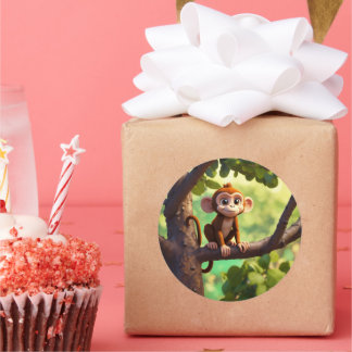 Cheeky Monkey Charm Classic Round Sticker