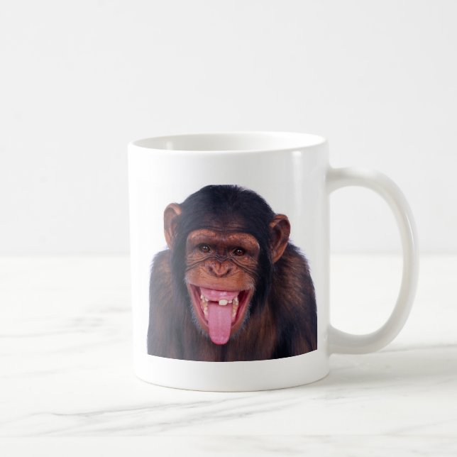 cheeky monkey chimp chimpanzee wild animal coffee mug (Right)