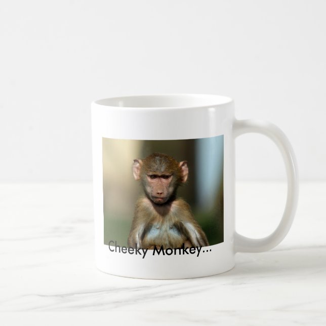 Cheeky Monkey - Cute Baby Baboon Mug / Cup (Right)