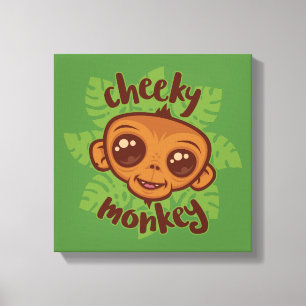 Cheeky Monkey Cute Cartoon Primate Drawing Canvas Print