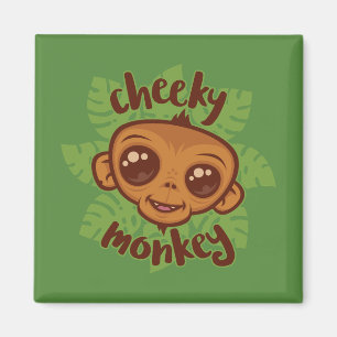Cheeky Monkey Cute Cartoon Primate Drawing Magnet