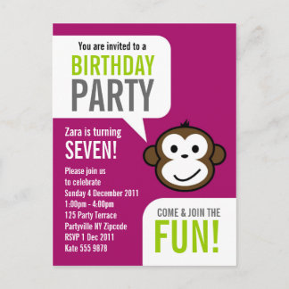 Cheeky Monkey Invitation 2 [purple]