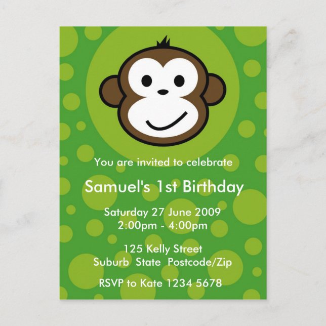 Cheeky Monkey Invitation [lime] (Front)