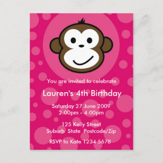 Cheeky Monkey Invitation [pink]