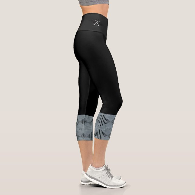 Cheeky Monogram Argyle Blue Capri Leggings (Right)
