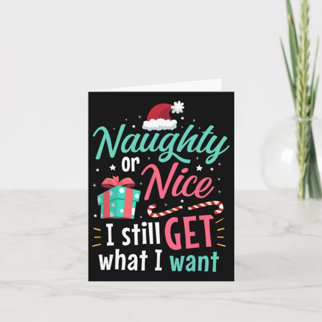 Cheeky Or Beautiful List Christmas Stocking Stuffe Card (Front)
