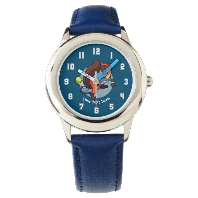 Cheeky Pine Marten Tennis Trick Shot Cartoon Watch (Front)