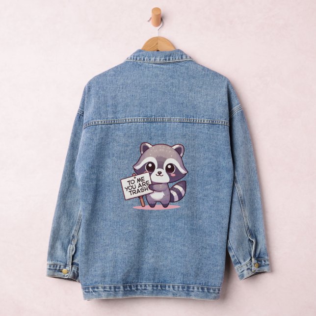 Cheeky Racoon’s Funny Message Denim Jacket (Hangar)