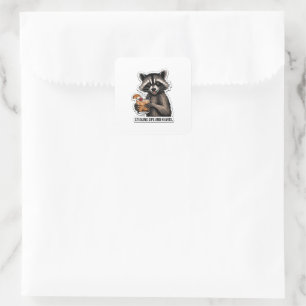 Cheeky Racoon with Whiskey Sour – Playful Cocktai Square Sticker