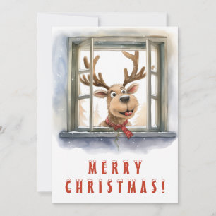 Cheeky Reindeer Merry Christmas Holiday Card