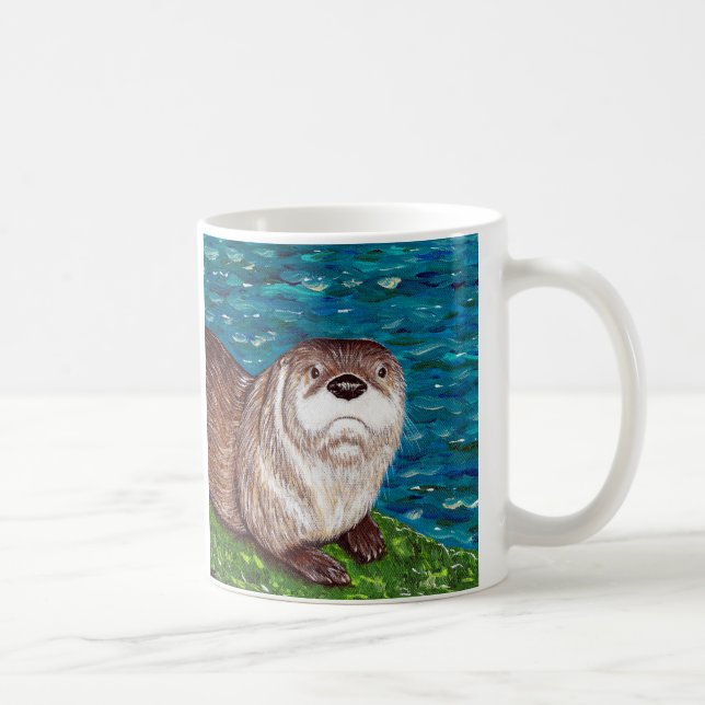 Cheeky River Otter painting Coffee Mug (Right)