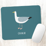 Cheeky Seagull Name Mouse Pad<br><div class="desc">A cheeky seagull standing by the ocean. Perfect for those who love birds and the coast.
Remove or change the name to customize.</div>