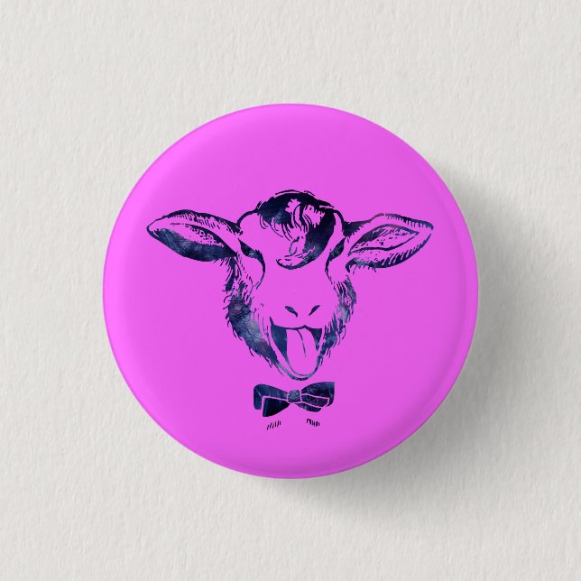 Cheeky sheep with a bow tie 3 cm round badge (Front)