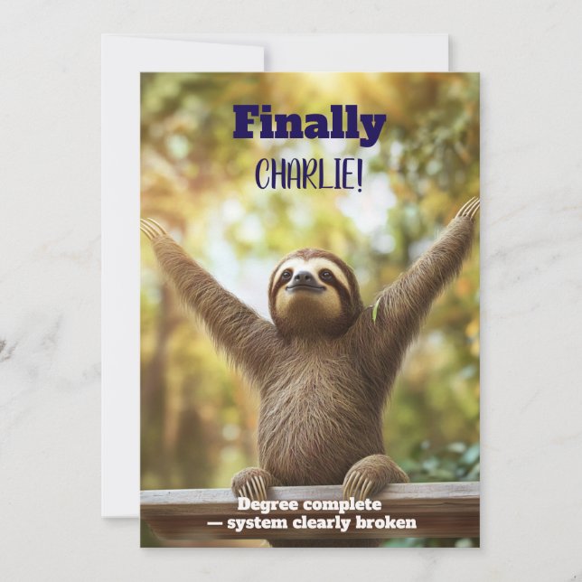 🎓🦥cheeky Sloth Celebration Card – Custom  (Front)
