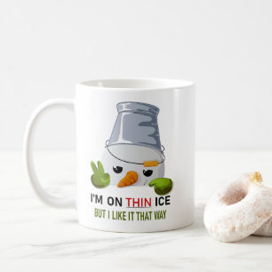 Cheeky Snowman Bucket Head I'm on Thin Ice Humour Coffee Mug