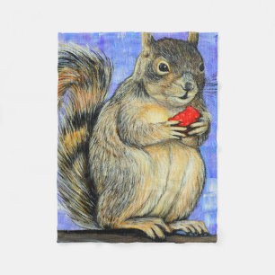 Cheeky Squirrel Painting Fleece Blanket