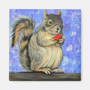 Cheeky Squirrel Painting Magnet