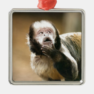 Cheeky & thoughtful baby capuchin monkey metal tree decoration