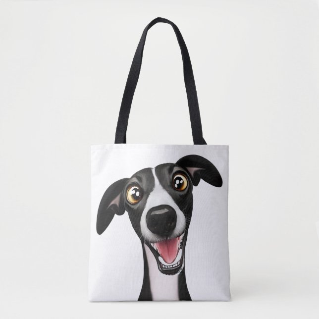 Cheeky Whippet in a cute cartoon art Tote Bag (Front)