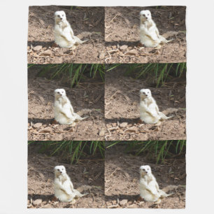 Cheeky White Meerkat Large Fleece Blanket. Blanket