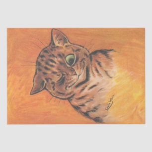 Cheeky Winking Cat Vintage Whimsical Feline Art Tissue Paper