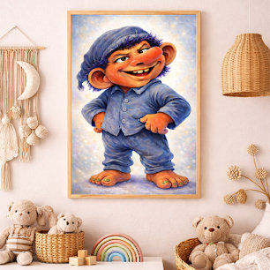 Cheeky Woodland Troll Boy Cozy Fairytale Photo Print
