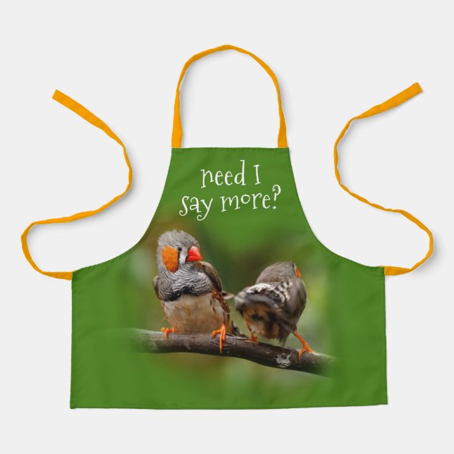 Cheeky Zebra Finches Songbirds on Branch Apron (Front)