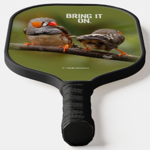 Cheeky Zebra Finches Songbirds on Branch Pickleball Paddle